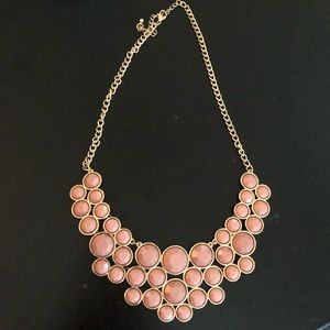 Peachy pink statement bib necklace
